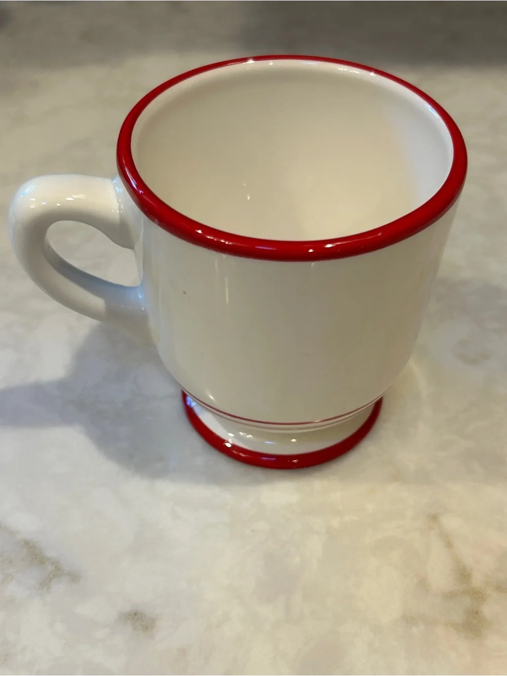 Williams Sonoma “Merchant Coffee Brand” Coffee Mug with Red Rim- EUC